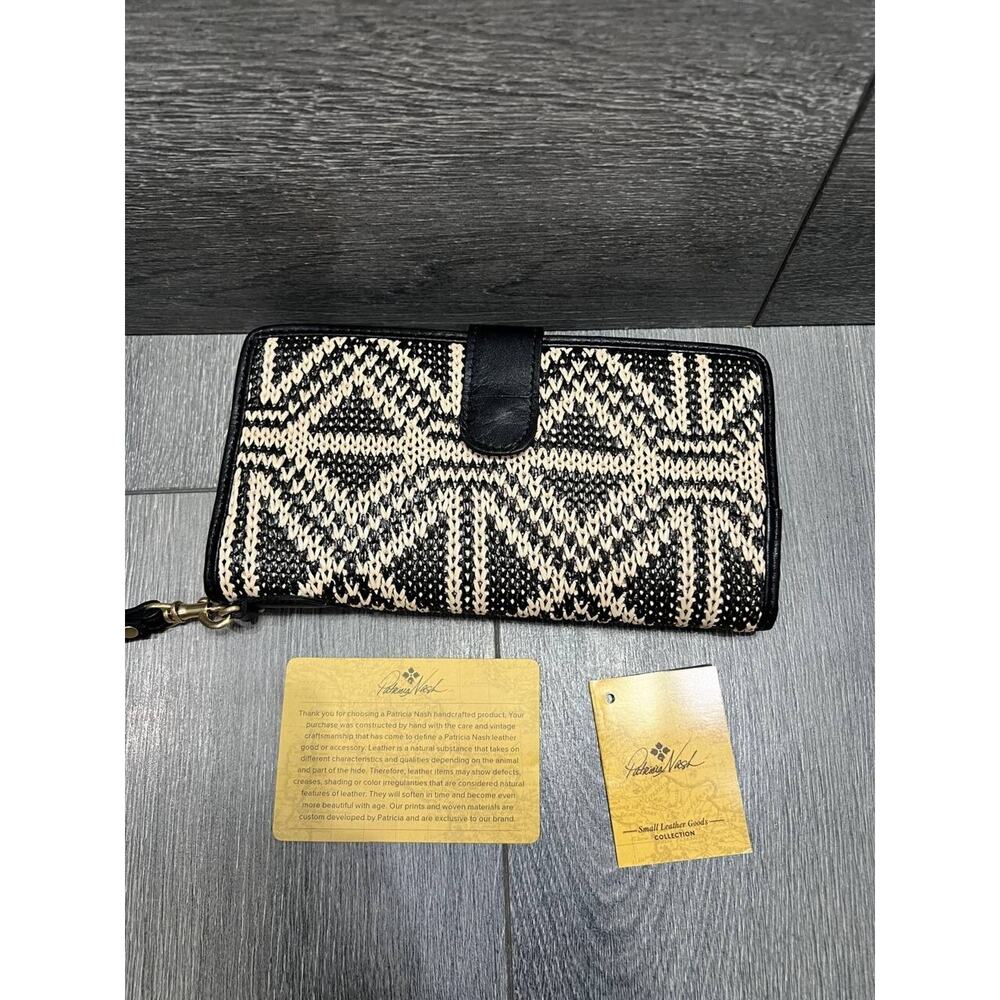 Patricia Nash Leather Valentia II Wallet with Wristlet Bag Tuareg Woven A594812 - Picture 3 of 5